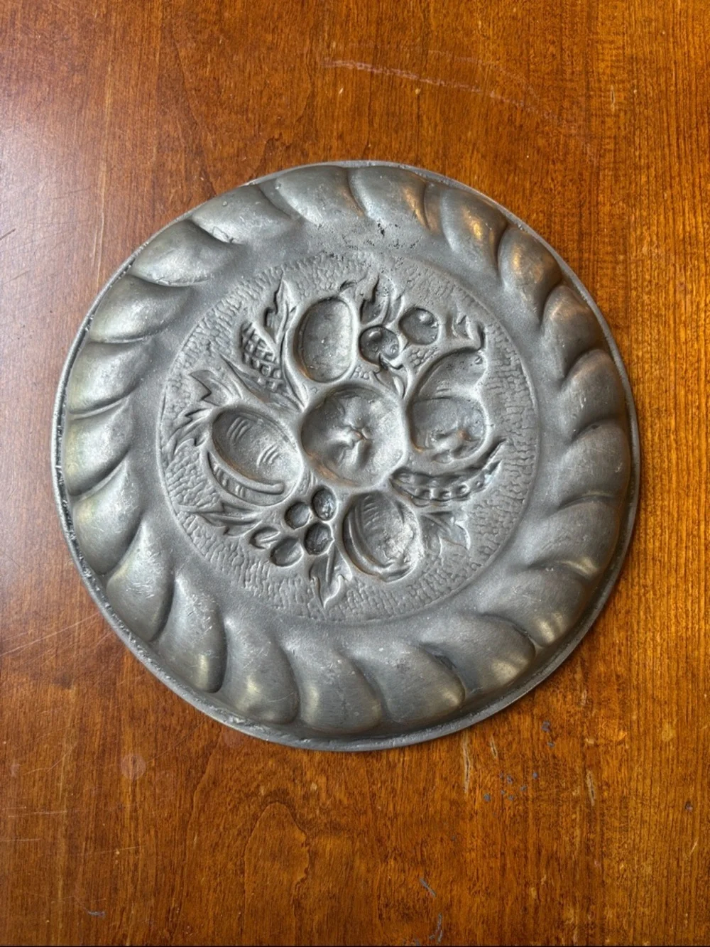 Fruit Plate Made By Sexton Metalcraft Featuring Repousse Of Assorted Fruits